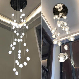 Crystal bubbles ball chandelier modern hanging glass pendant lights for staircase