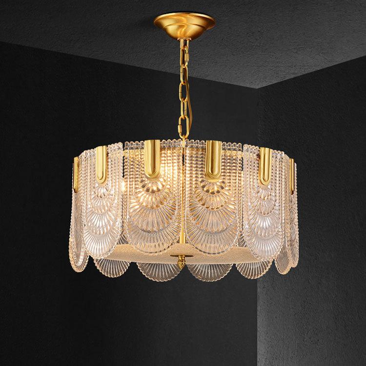 Luxury drum chandelier golden electroplating drum pendant lighting