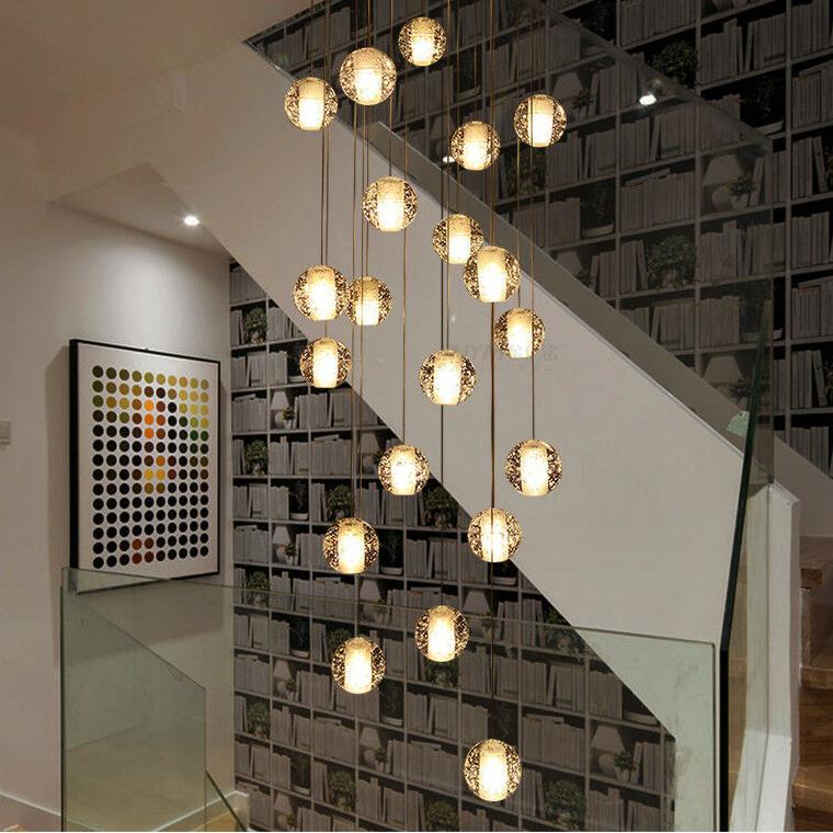 Crystal bubbles ball chandelier modern hanging glass pendant lights for staircase