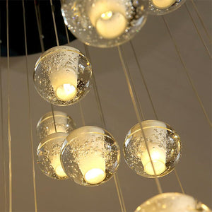 Crystal bubbles ball chandelier modern hanging glass pendant lights for staircase