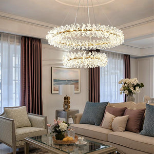 Crystal living room chandeliers modern luxury foyer round pendent light