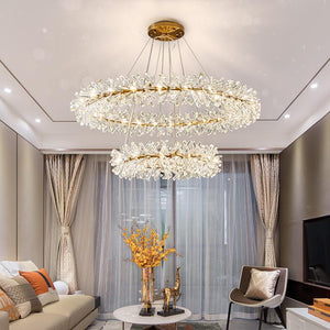 Crystal living room chandeliers modern luxury foyer round pendent light