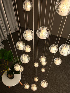 Crystal bubbles ball chandelier modern hanging glass pendant lights for staircase