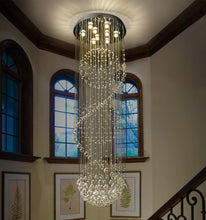 Load image into Gallery viewer, Stairwell crystal raindrop chandelier lights modern staircase pendant lamp
